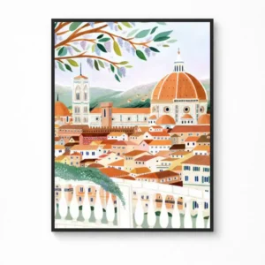 City View in Florence Canvas Poster — Animated Travel Wall Art