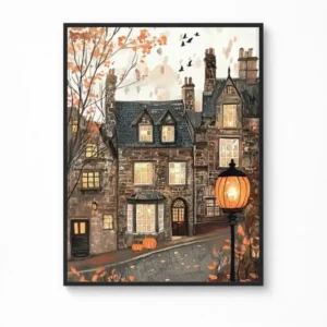 Autumn Evening in Edinburgh Canvas Poster — Animated Travel Wall Art