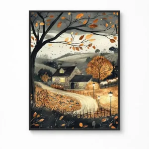 Autumn Countryside in Yorkshire Canvas Poster — Animated Travel Wall Art
