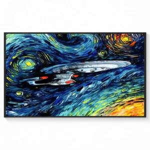 Star Trek Starry Night – USS Enterprise Inspired by Van Gogh Canvas Poster
