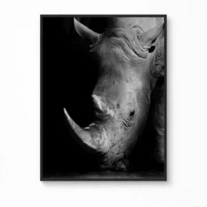 Rhinoceros Portrait — "Iron Resolve" Wall Art Canvas Poster