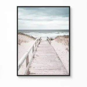 Coastal Boardwalk Canvas Poster — Coastal Beach Travel Wall Art