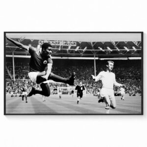 Eusébio's Flying Kick Goal (1963 European Cup Final – Benfica vs AC Milan) Canvas Poster