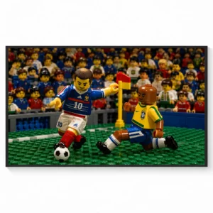 Zinedine Zidane vs Roberto Carlos (France vs Brazil – July 12, 1998 FIFA World Cup Final) LEGO-Inspired Canvas Poster