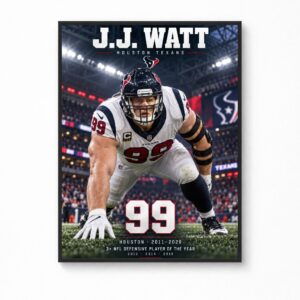 J.J. Watt No. 99 Houston Texans Tribute Canvas Poster